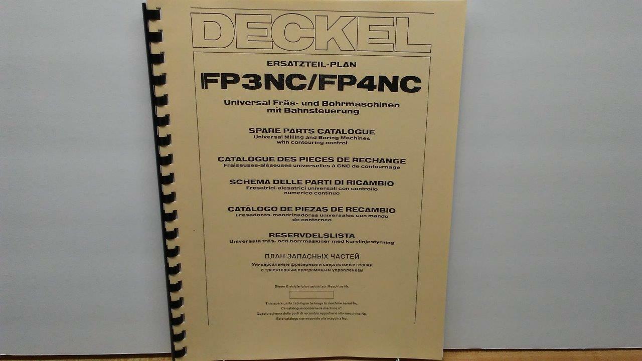 Deckel FP3NC/FP4NC Milling Machine Spare Parts Manual