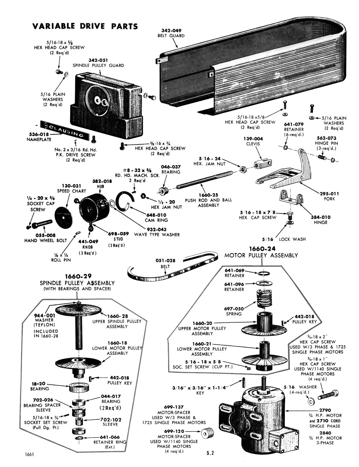 Clausing 15″ Variable Speed Drill Press Op, Instruction, Parts List Manual #1876