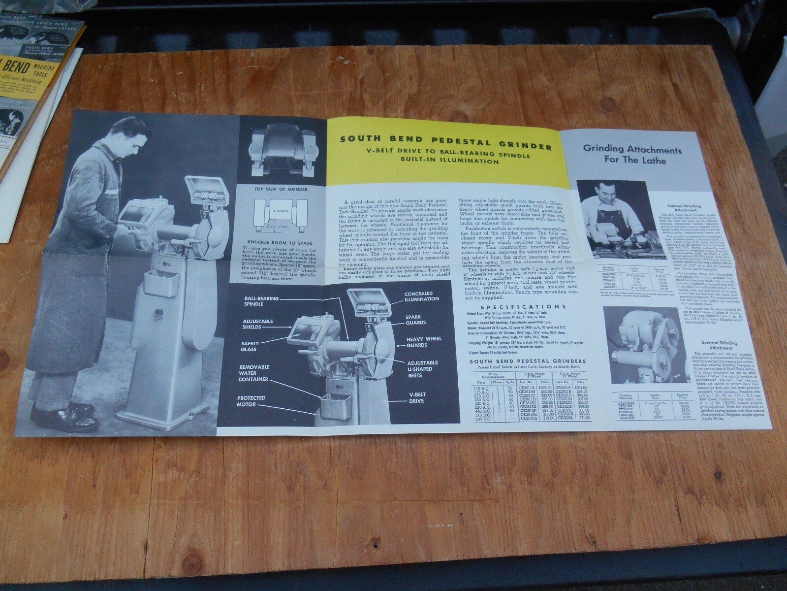 Vintage South bend lathe mailers, flyers, brochures, lot of 4, New