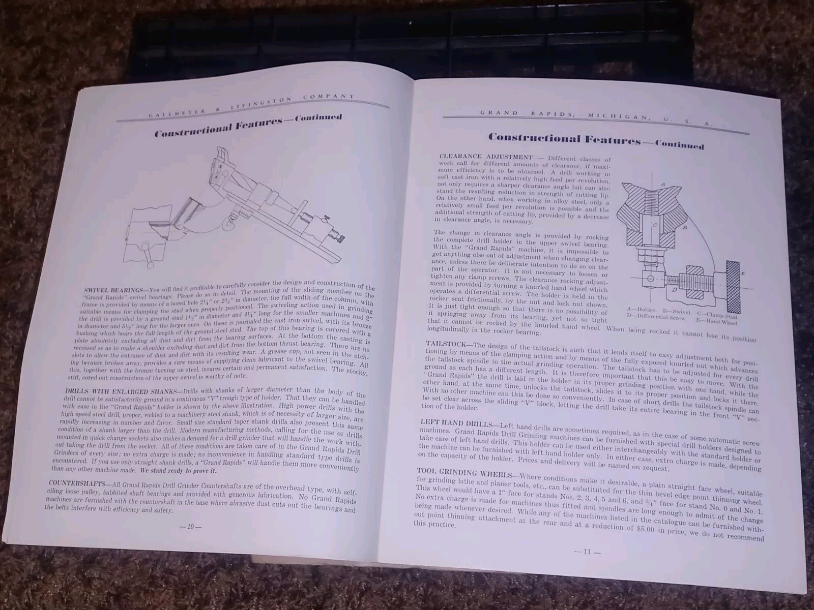 GALLMEYER & LIVINGSTON GRAND RAPIDS Michigan Tool DRILL GRINDERS Catalog Book !!