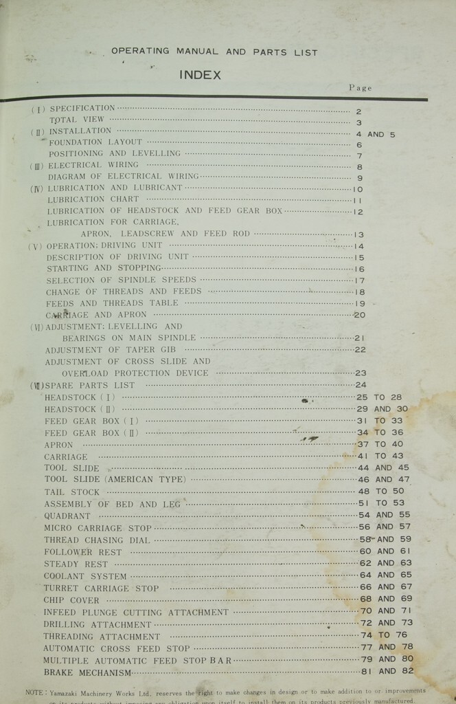 Mazak ACE Yamazaki 17″ Lathe, Operations, Schematic and Parts Manual “PDF ONLY”