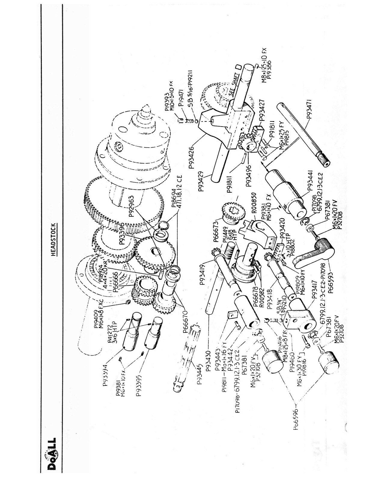 DoALL 13″ Engine Lathe LD1320, LD1340, & LD1360 Parts List Manual #1600