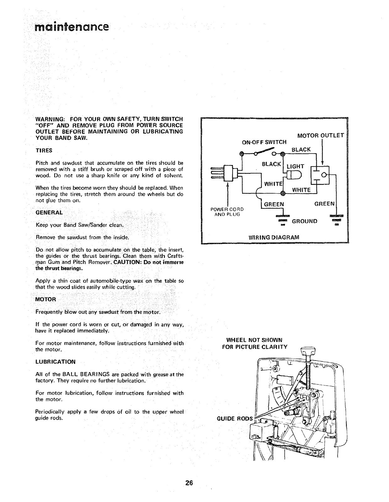 Sears Craftsman 12″ Bandsaw 113.24201 Operating & Parts List Manual *1117