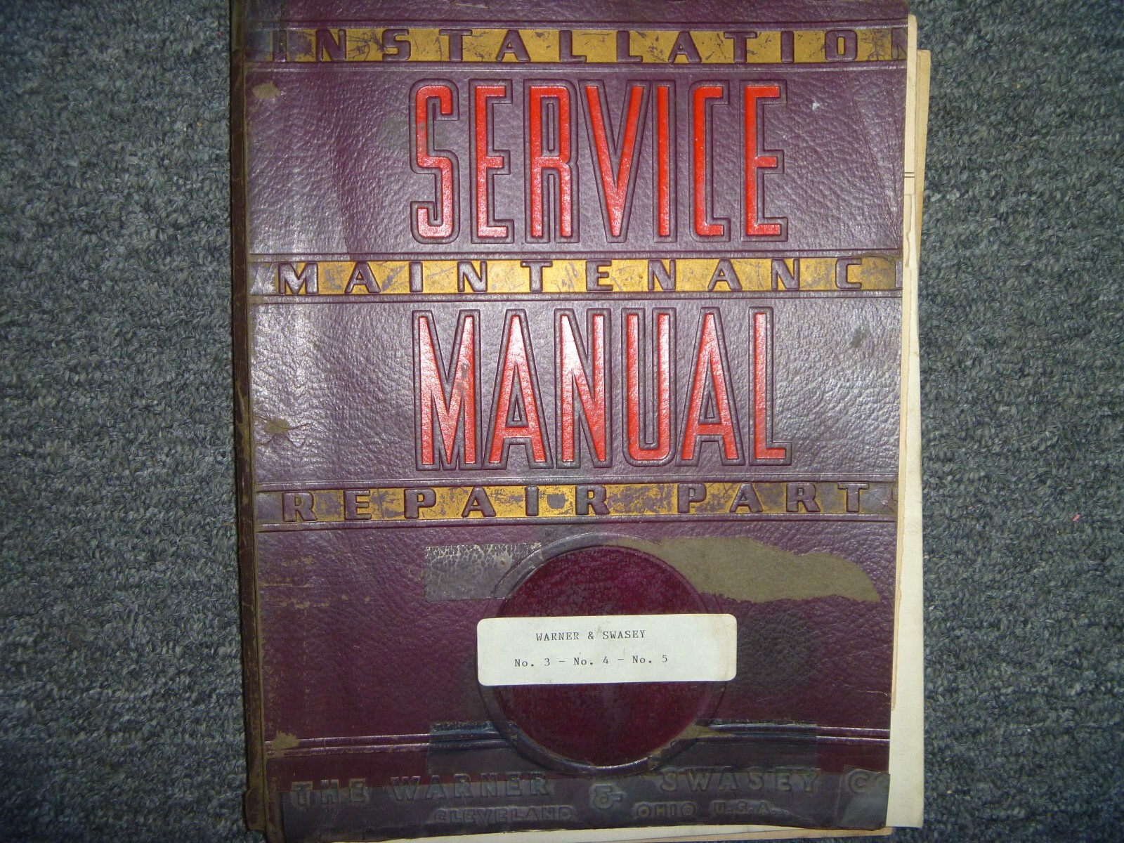 Warner & Swasey #3, 4, & 5 Turret Lathe Parts Maintenance & Service Manual
