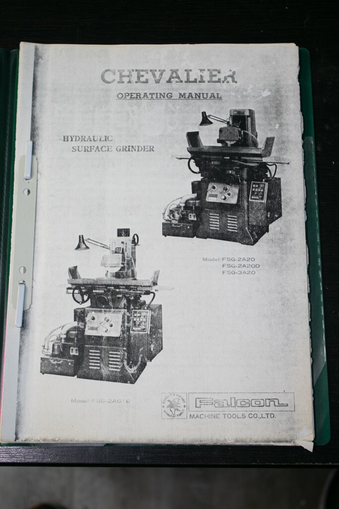Chevalier FSG-2A618, 2A20, 2A20D,3A20 Surface Grinder Operations & Parts Manual