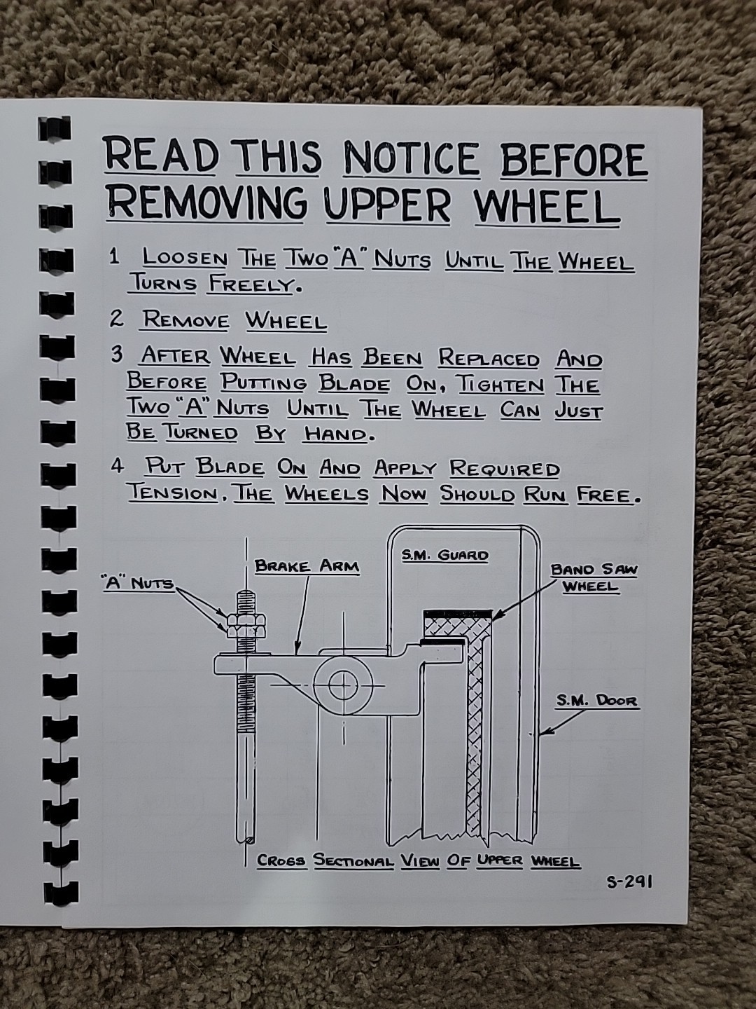 OLIVER No. 116 36″ Band Saw Owner Operating Instructions and Parts Manual