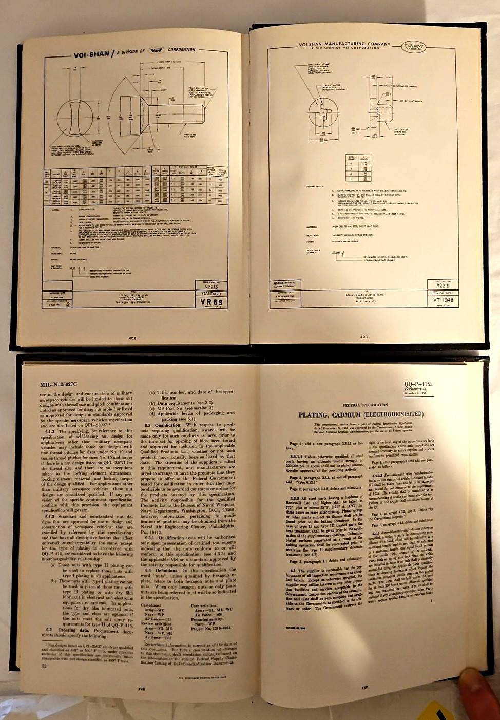 VOI-SHAN Aerospace Fastener Design Manual Volume I (1968) & II (1967) Book Set