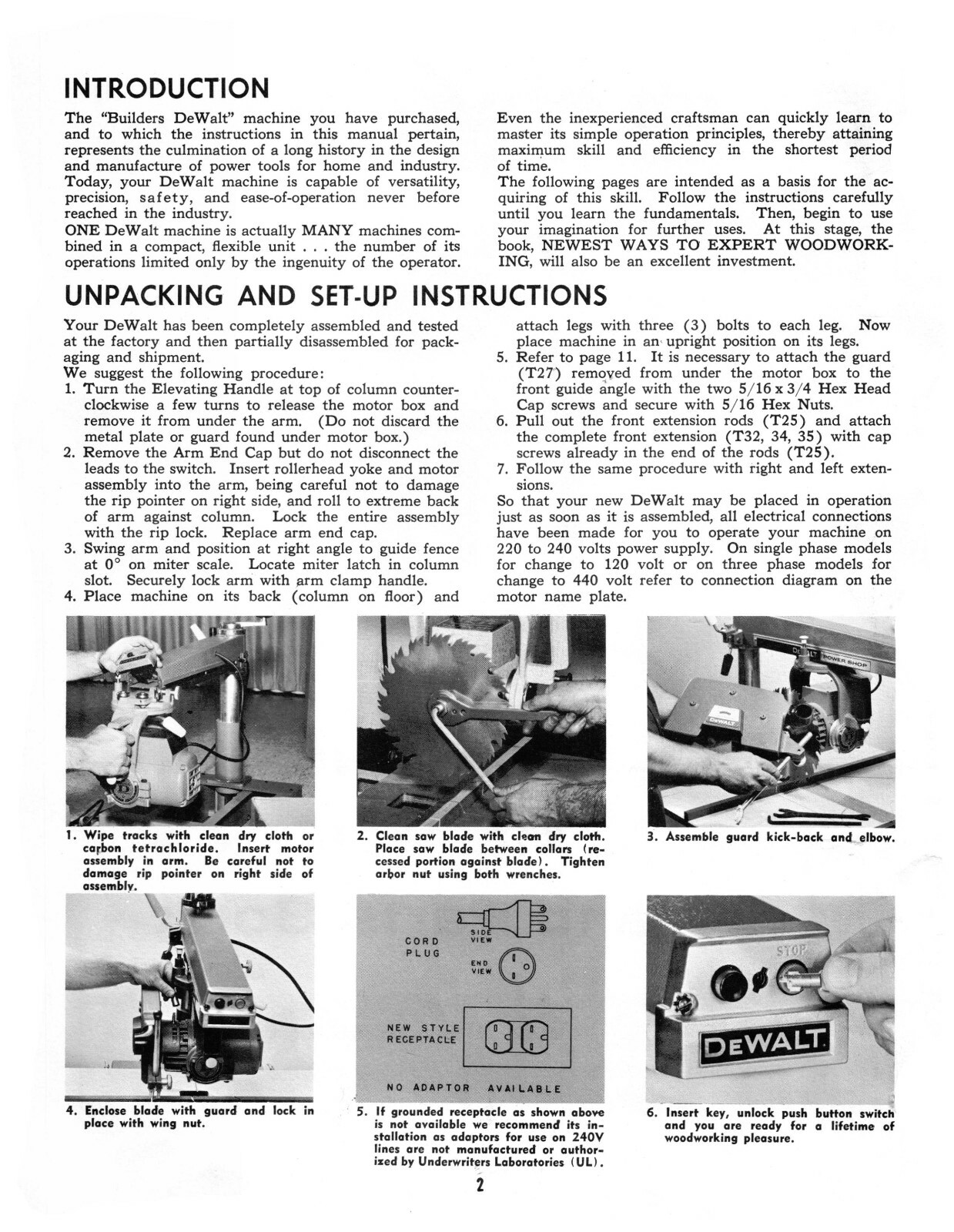 Dewalt Model 1500 Radial Arm Saw Instruction, Maintenance & Parts Manual #1188