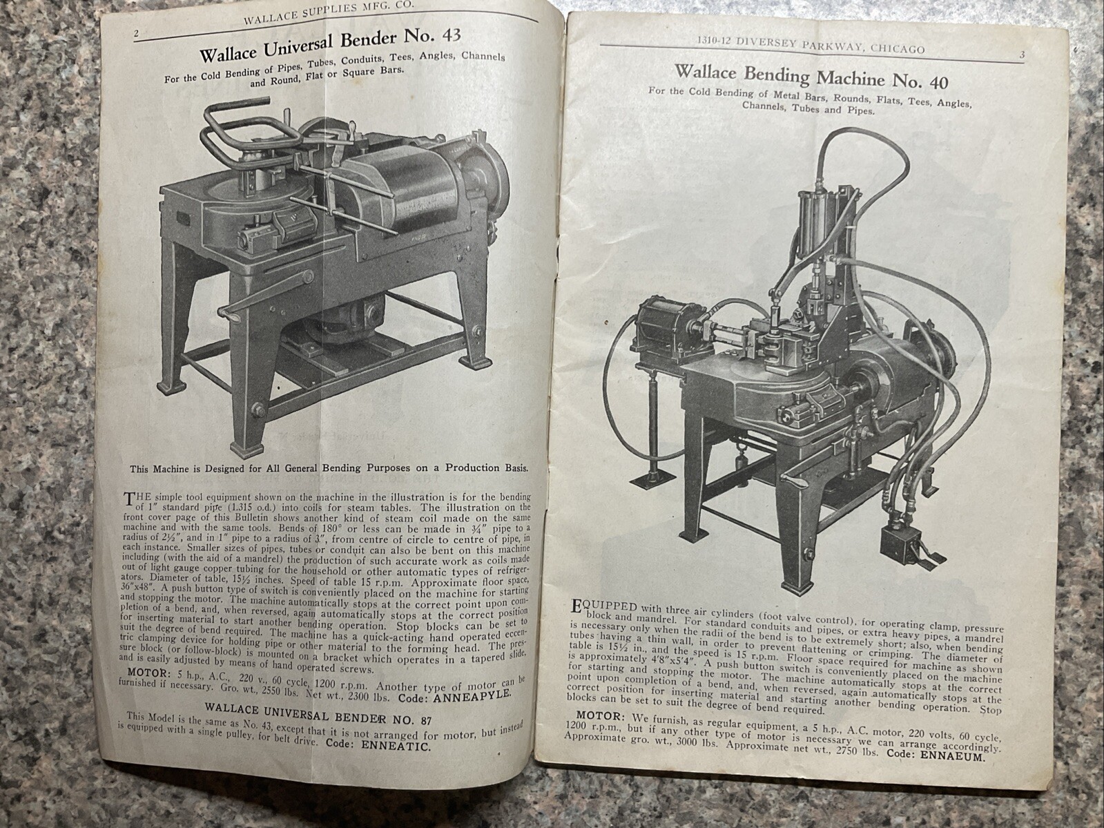 Vtg Wallace Supplies Mfg Co Brochure Bending Machine Machinist Tool BULLETIN #27