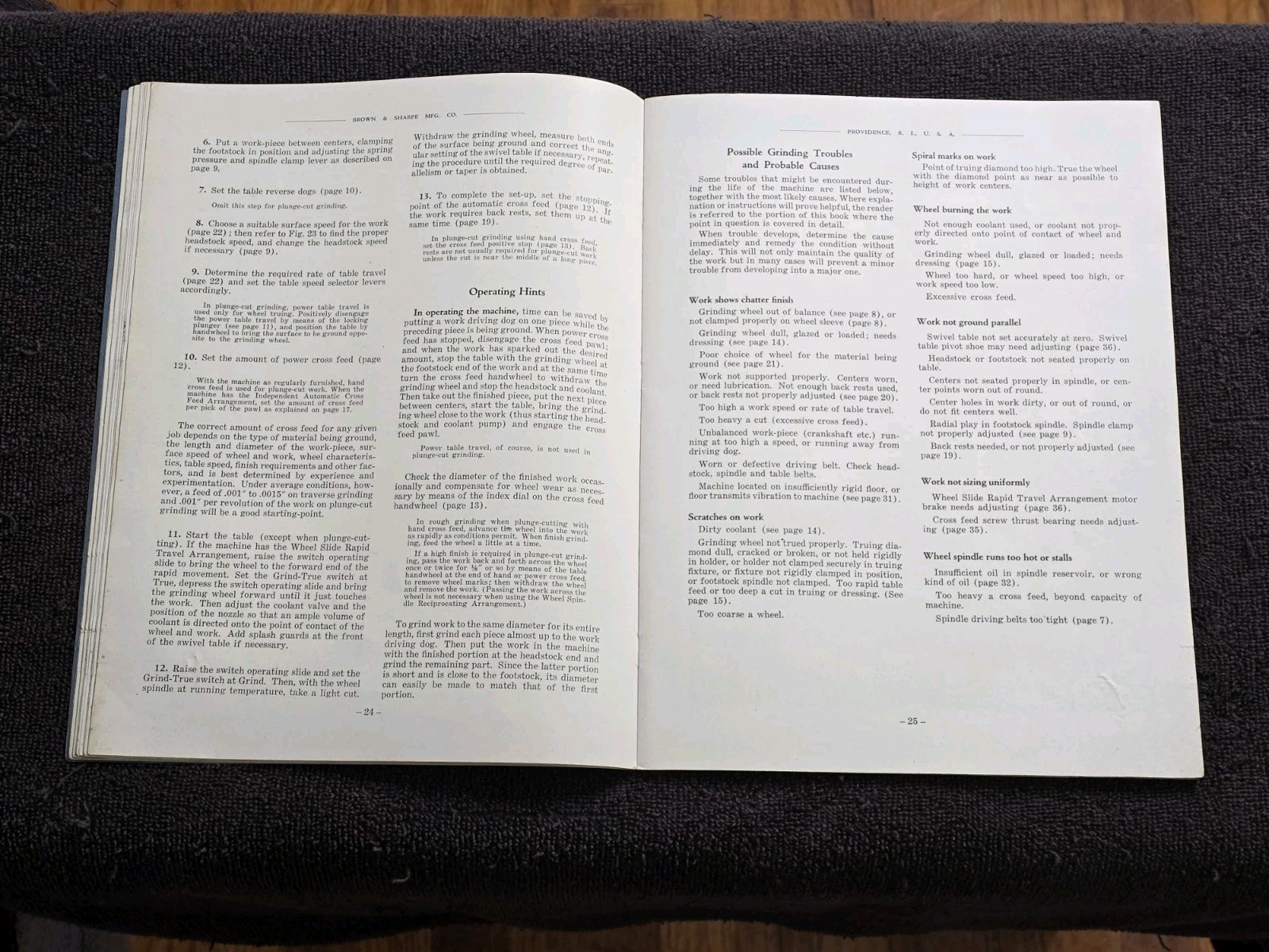 Brown & Sharpe No 5 Plain Grinding Machine 3″ X 12″ & 3″ X 18″ Book Manual Guide
