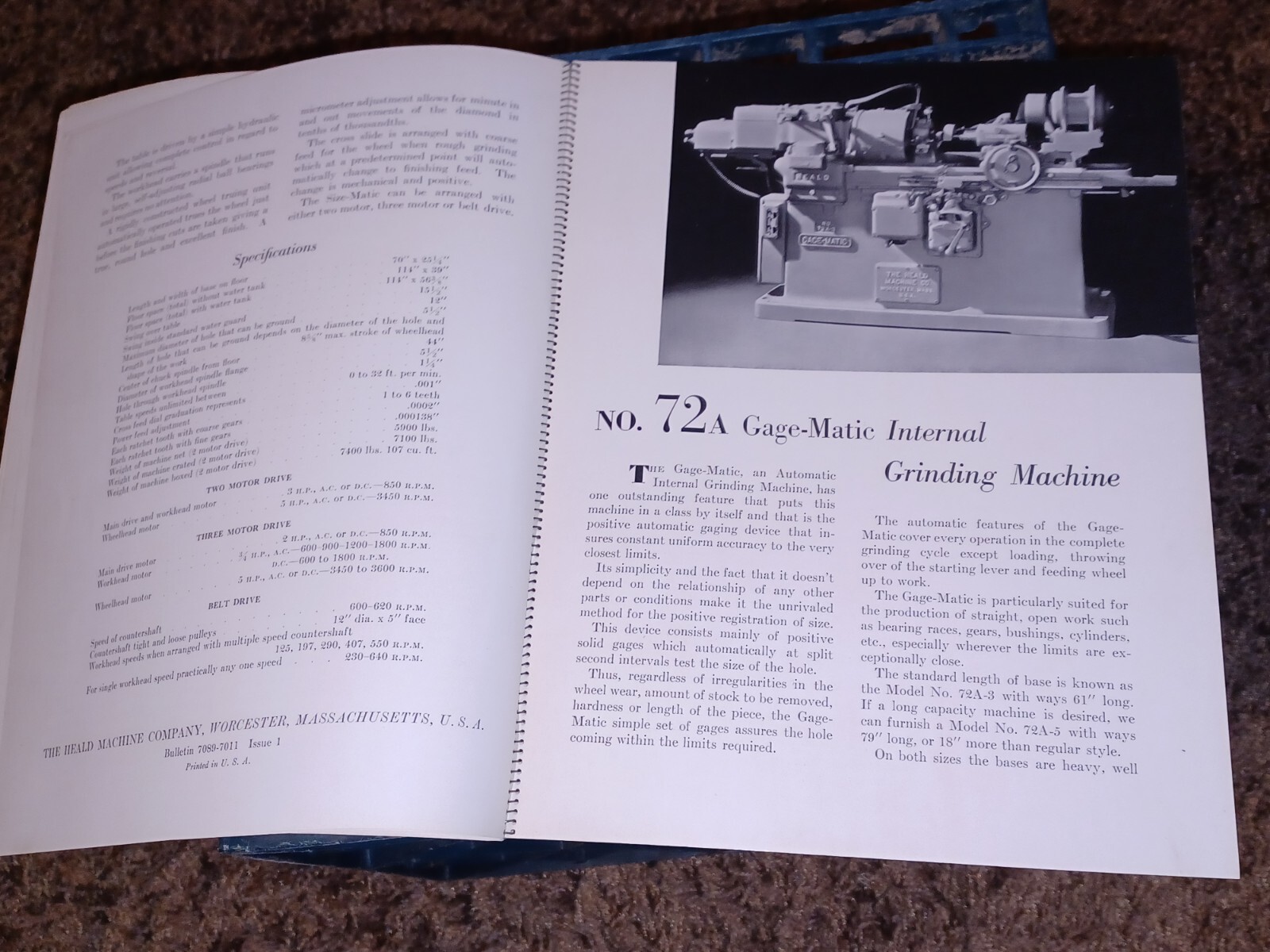 HEALD COMPANY Precision GRINDING BORING Borizing MACHINES CATALOG BOOK Issue 2