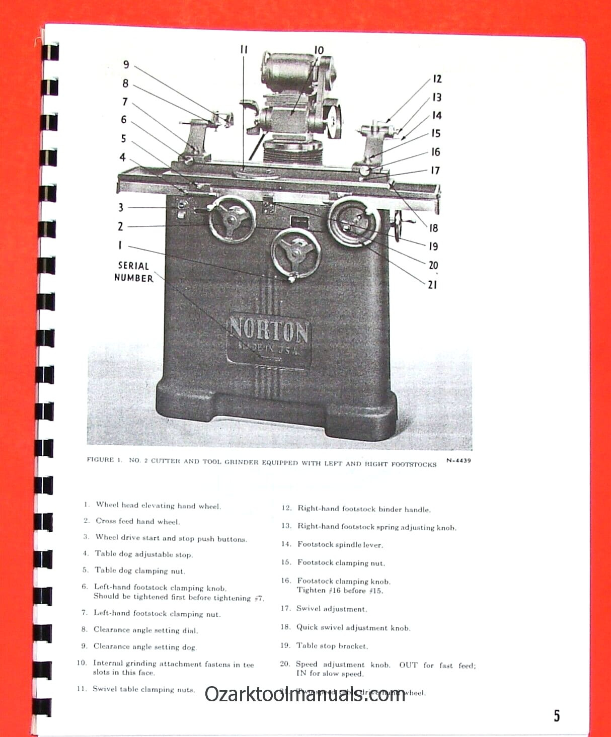NORTON No. 2 Cutter Tool Grinder Owner Operator Parts Manual 0495