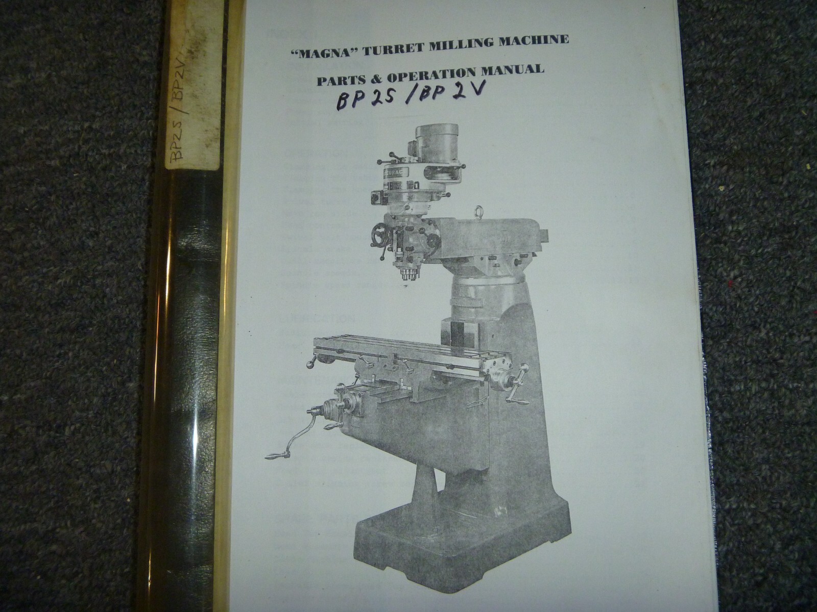 Magna BP25 BP2V Turret Milling Machine Parts Catalog & Owner Operator Manual xz