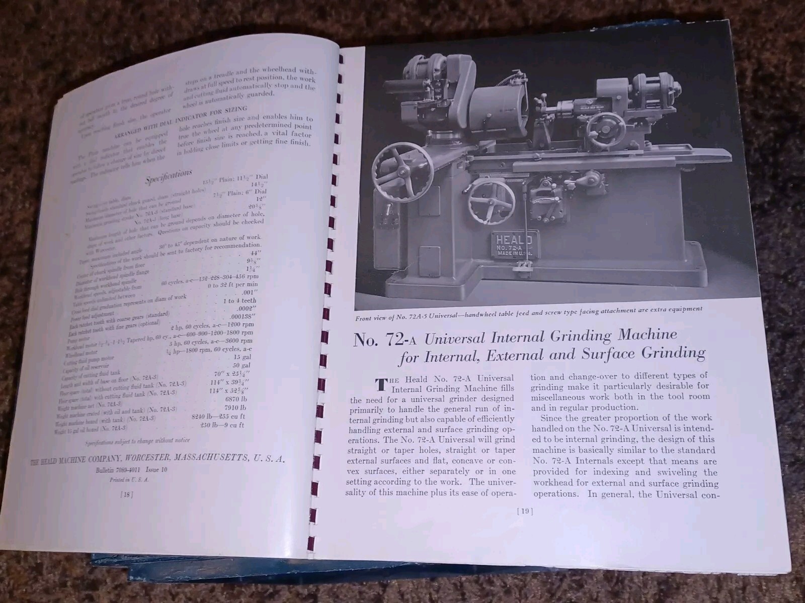 HEALD COMPANY Precision GRINDING BORING Borizing MACHINES CATALOG BOOK Issue 13