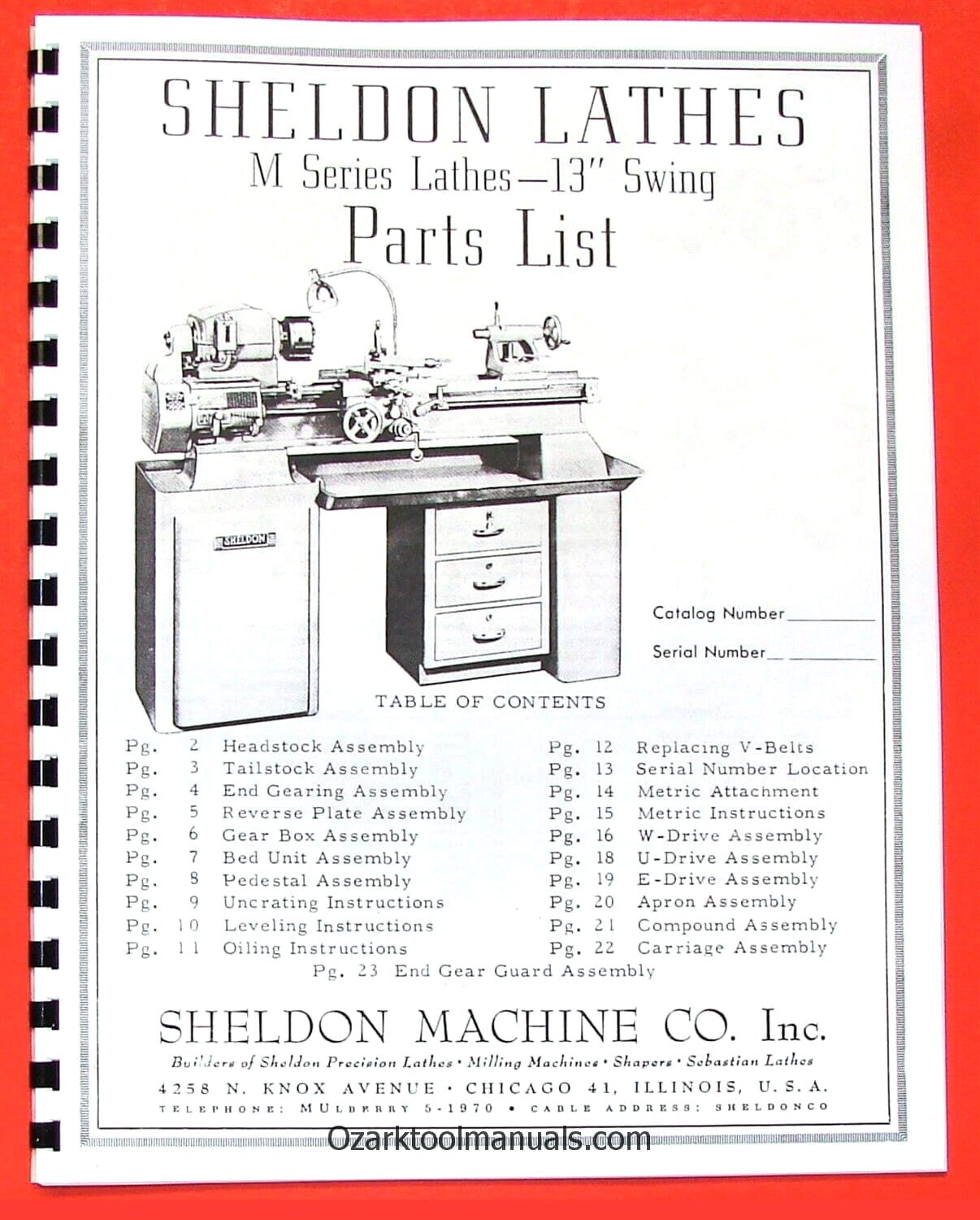 SHELDON 13″ M Series Metal Lathe Parts Manual 0652