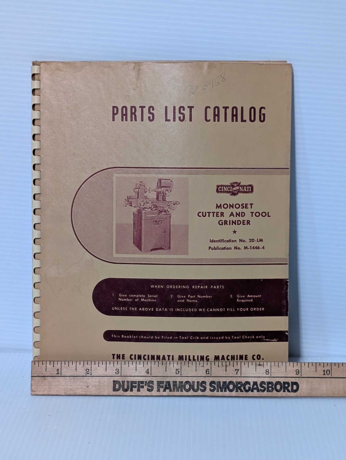 Lot of 4: Cincinnati Milling Machine Monoset Cutter & Tool Grinder Part Catalogs