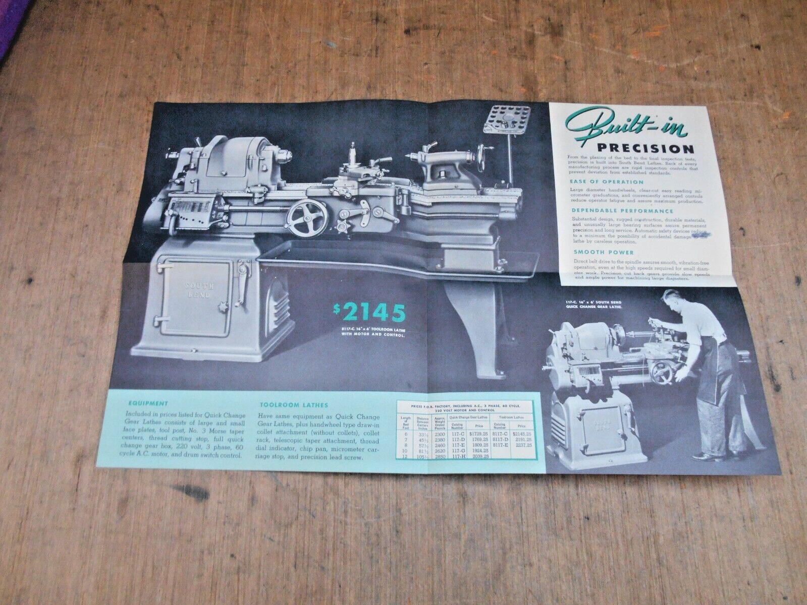VTG. SOUTH BEND LATHE MAILERS & FLYERS , 1947 , 1958 , 1961 , LOT OF 4