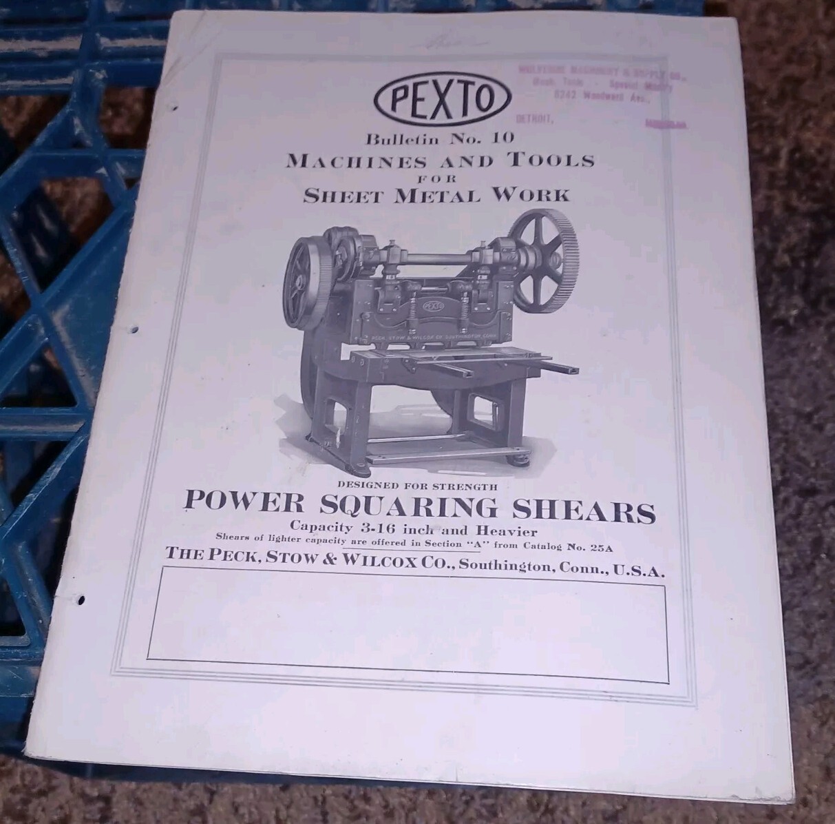 PEXTO Tool Catalog Bulletin PECK STOW WILCOX POWER SQUARING SHEARS Sheet Metal