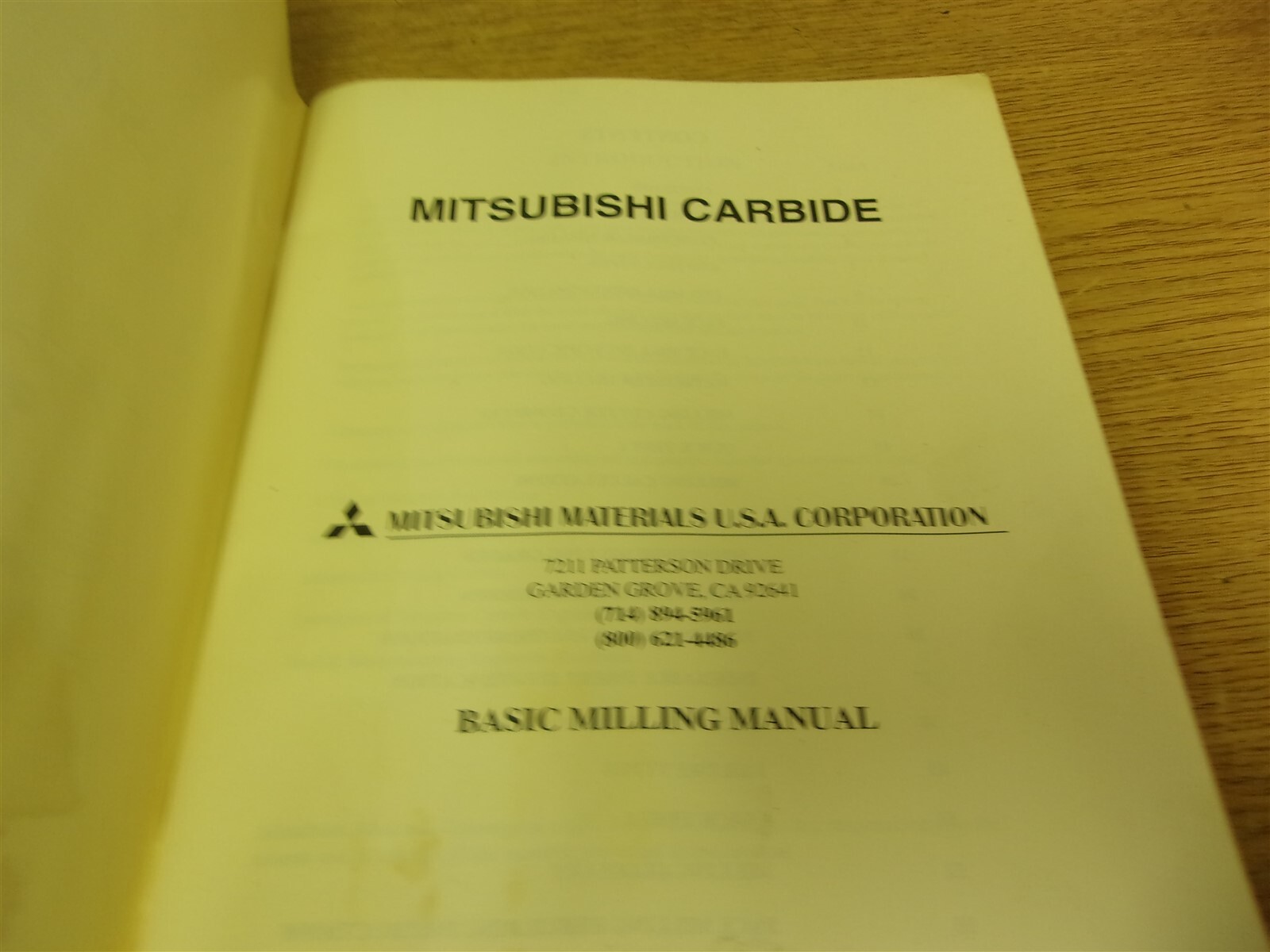 Mitsubishi Carbide Training Manual Basic Milling Section 2 TM93-007 “40”