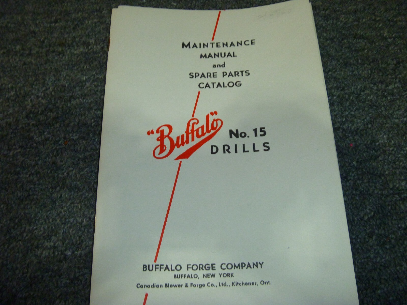Buffalo No. 15 Drill Parts List Catalog & Maintenance Manual