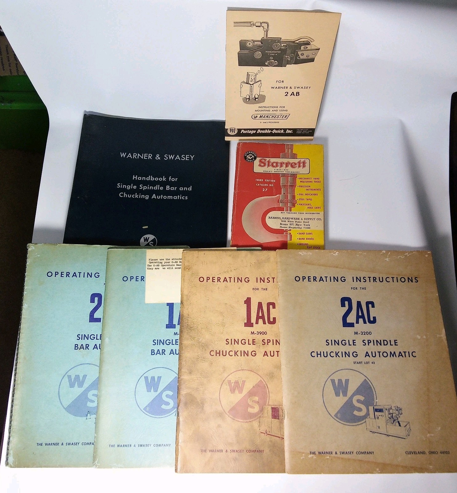 1960’s Warner & Swasey Ohio Manual Handbook Lot of 7 + Starrett Catalog #27 and