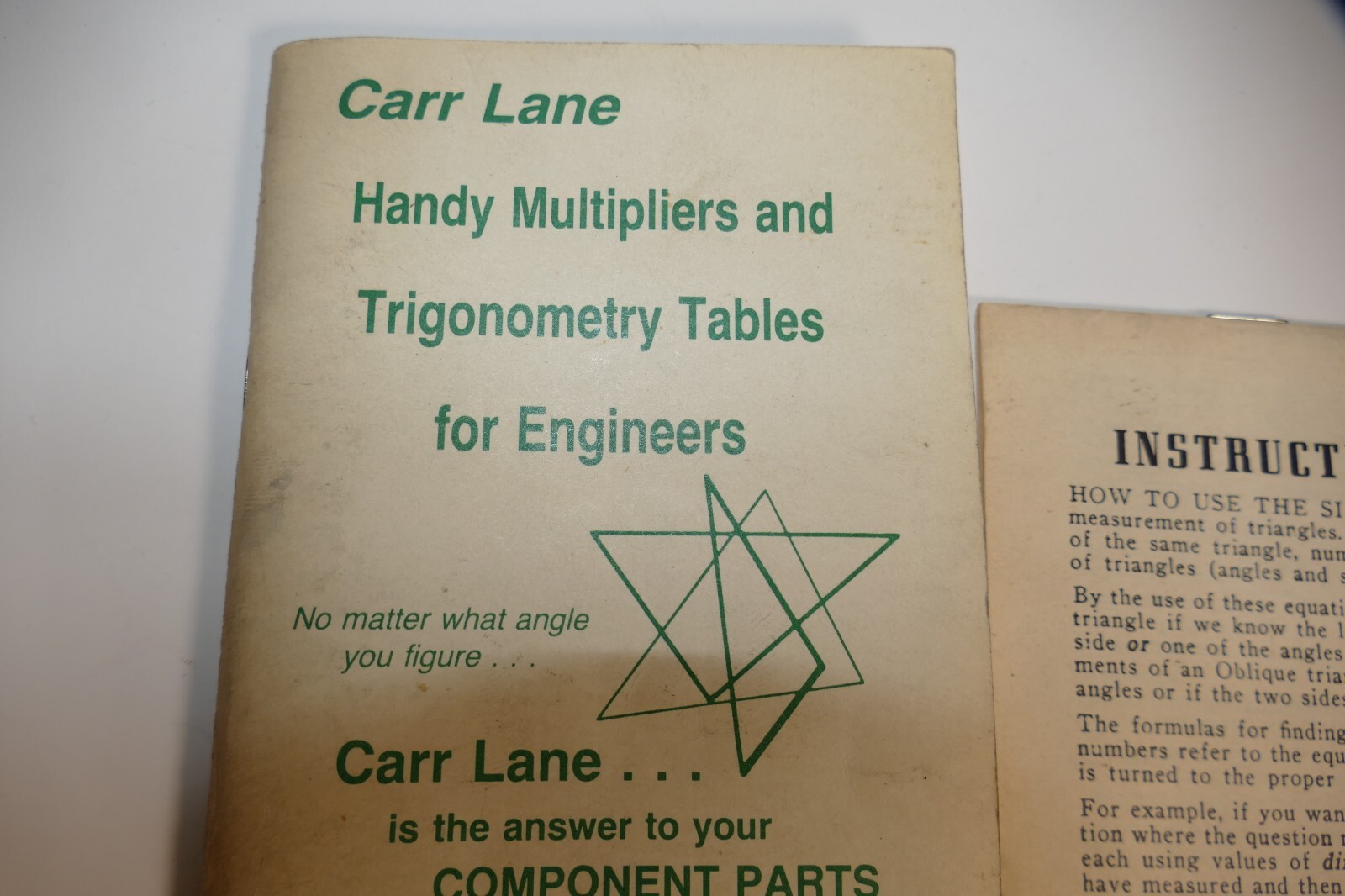 Carr Lane Handy Multipliers & Trigonometry Tables For Engineers 1989 + Bonus