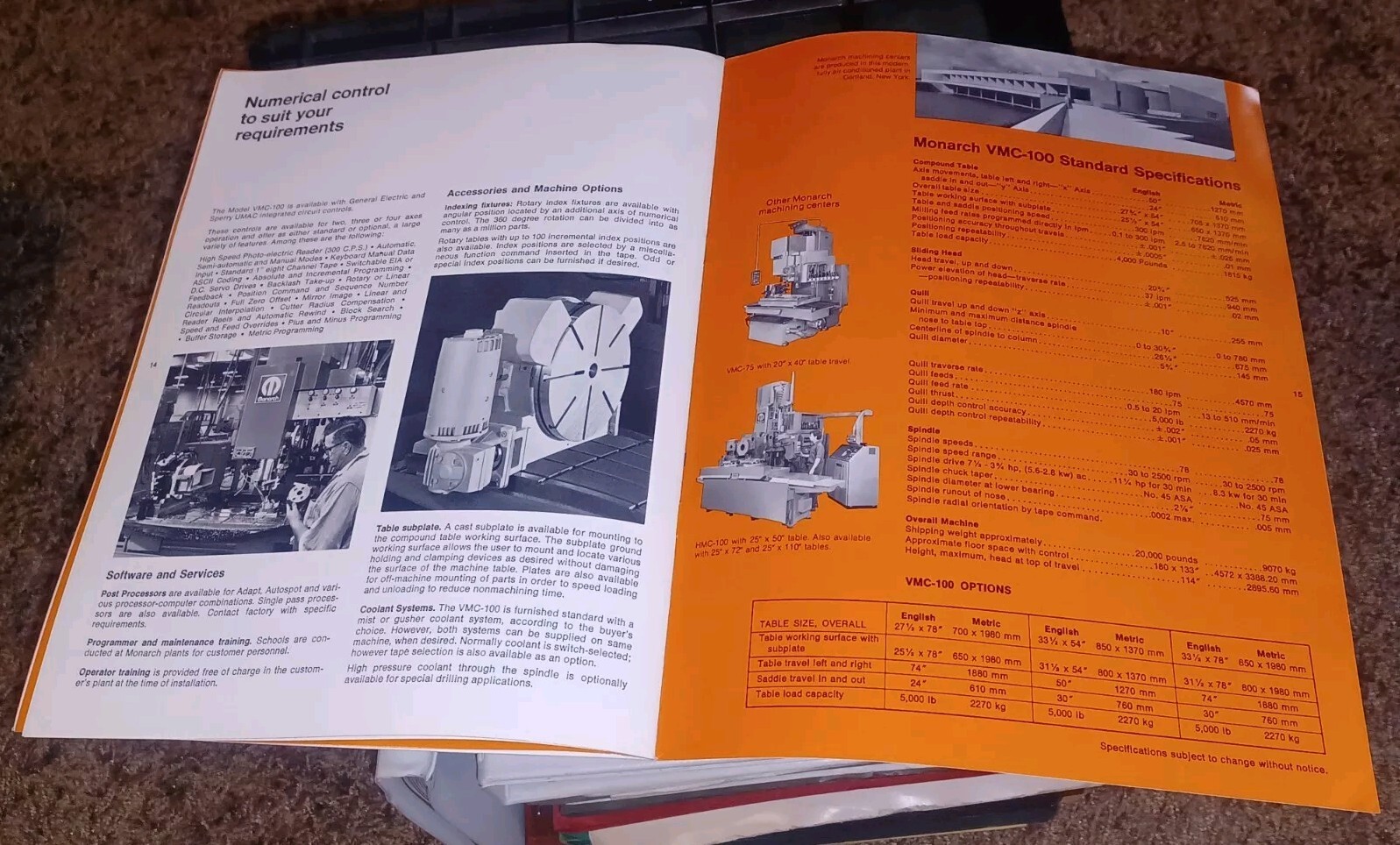 Monarch Machine Tool Co Catalog Bulletin VMC-100 MACHINING CENTER Automation VTG