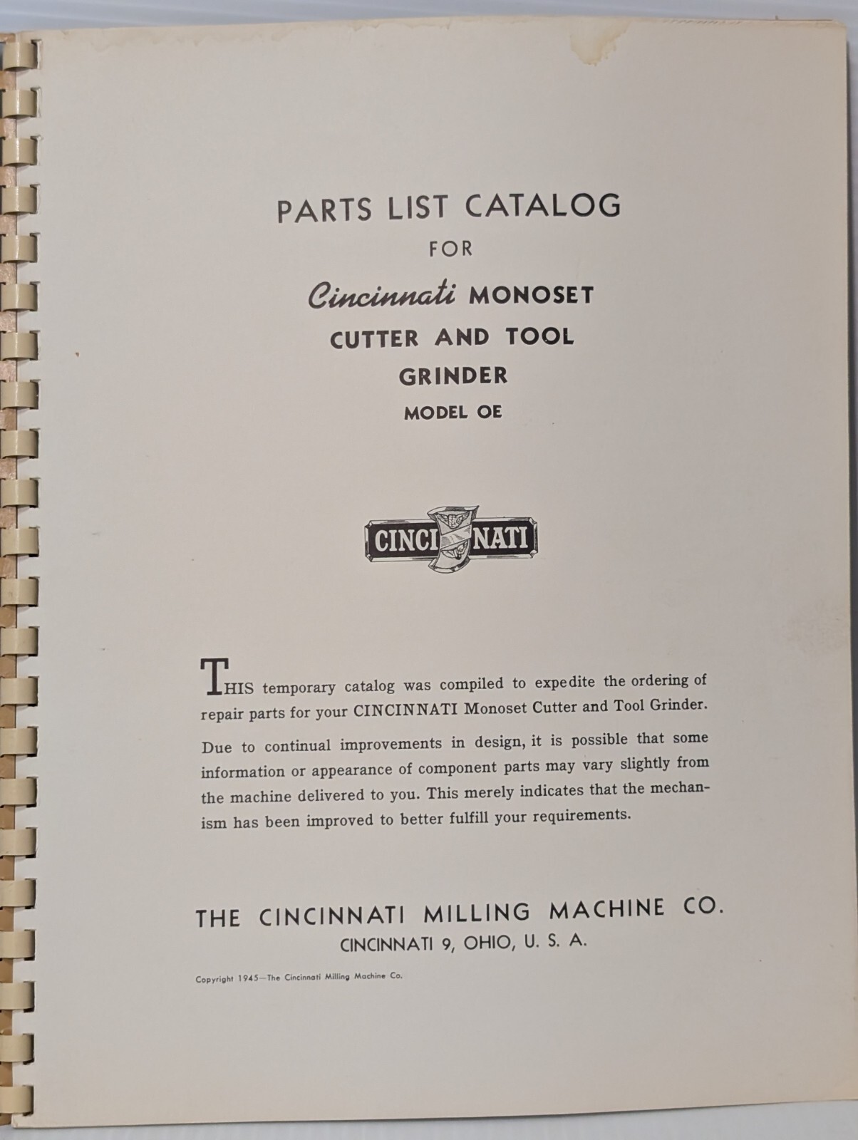 Lot of 4: Cincinnati Milling Machine Monoset Cutter & Tool Grinder Part Catalogs