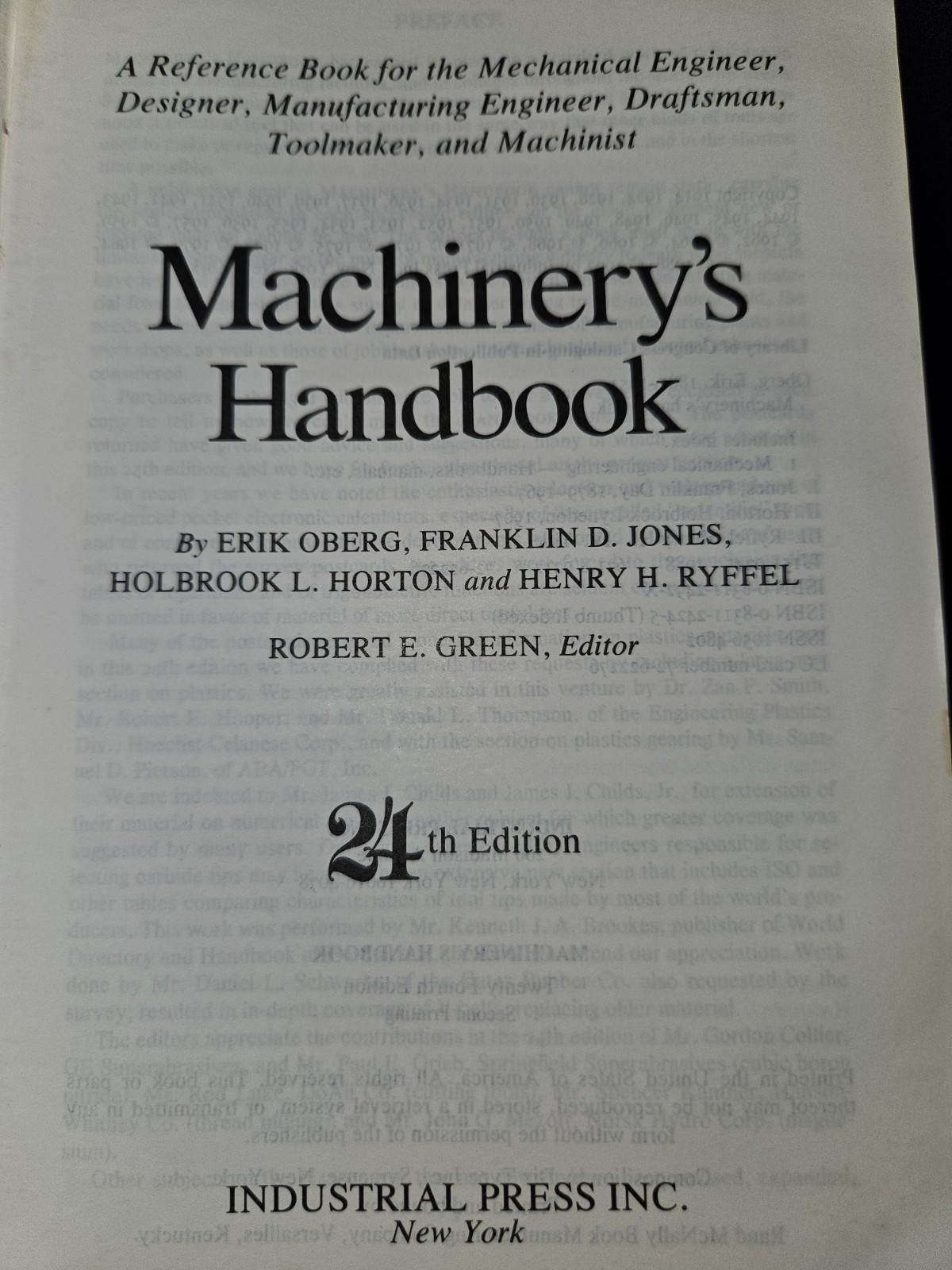 24th edition of Machinery’s Handbook
