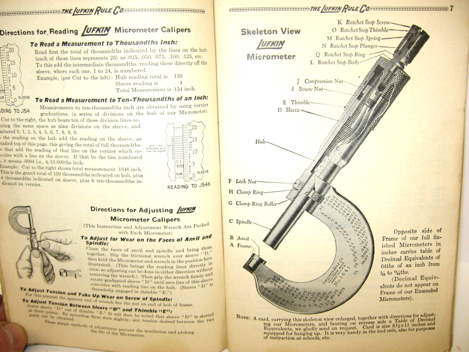 Lufkin Precision Tools Catalog, No 7—, Lufkin Rule Co, Saginaw, MI (1940’s)