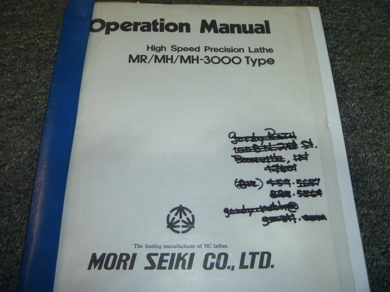 Mori Seiki MR MH & MR-3000 High Speed Precision Lathe Owner Operator Manual