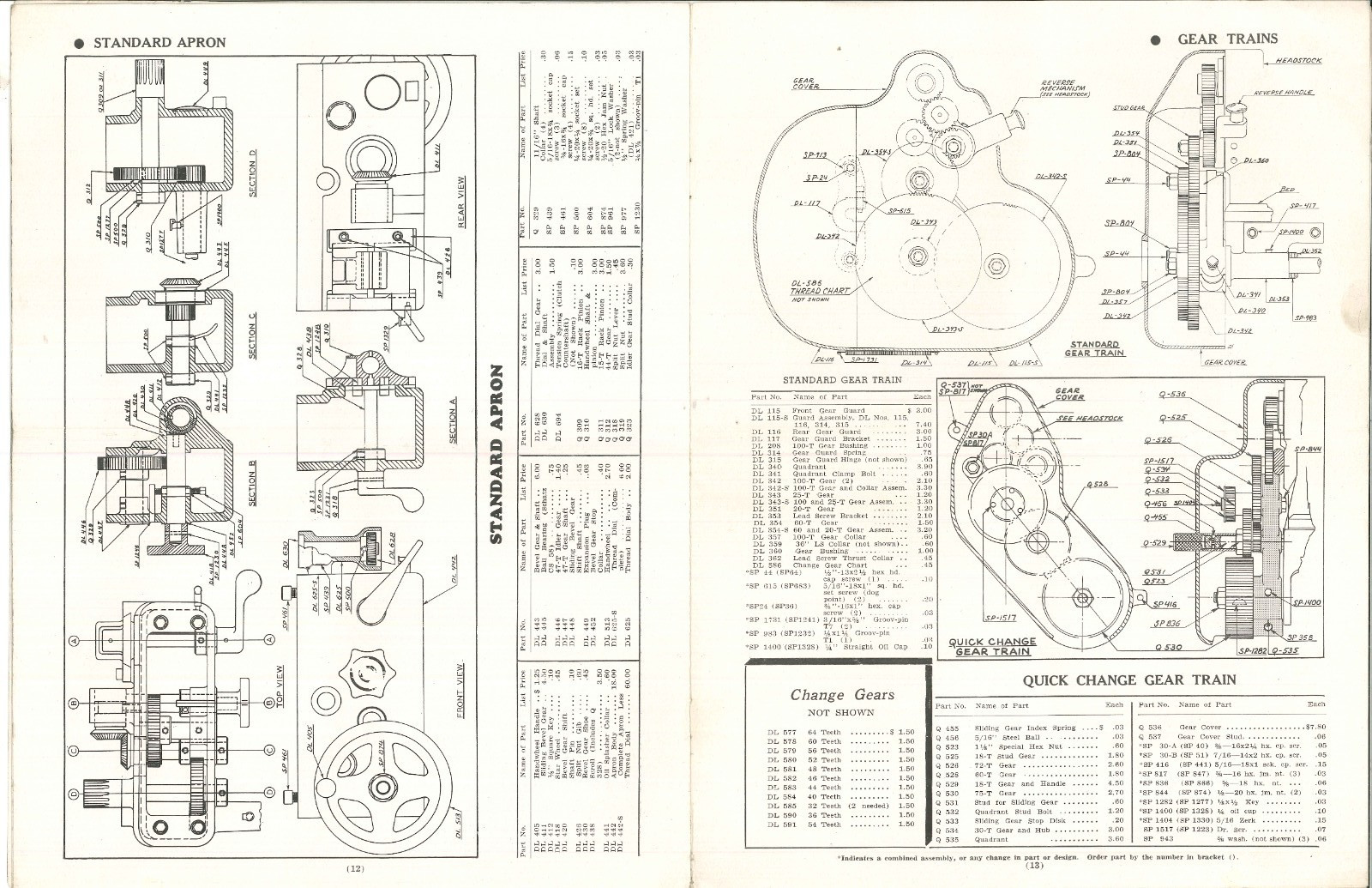 Lathes Instructions & Parts List Manual Fits 100 Series Clausing 12 Inch Mk.3