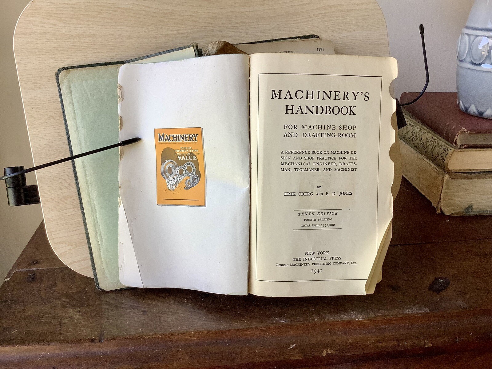 Vintage 1941 Machinery’s Handbook 10th Edition Reference Book on Machine Design