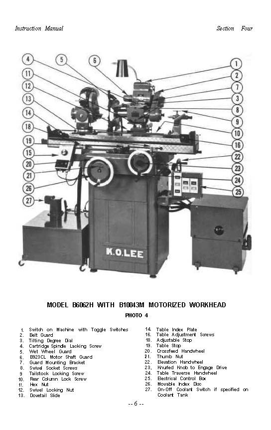 1979 Tool & Cutter Grinders Operator Instructions Manual Fits K. O. Lee 200 Seri