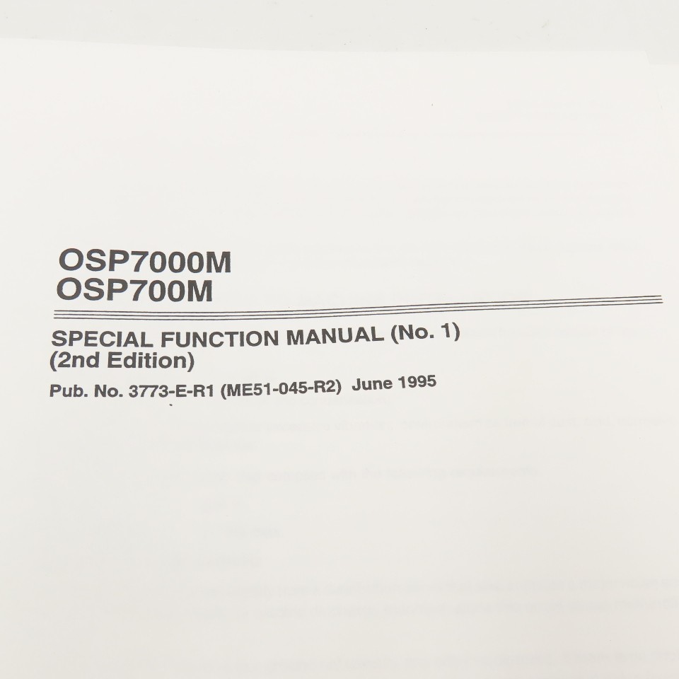 Okuma OSP7000M OSP700M 3773-E-R1 Special Functions Manual (No.1)