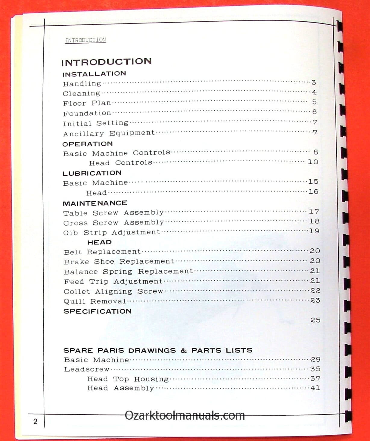 9″ x 42″ Milling Machine Part & Operator’s Manual Grizzly,Jet,Enco,Asian 0774