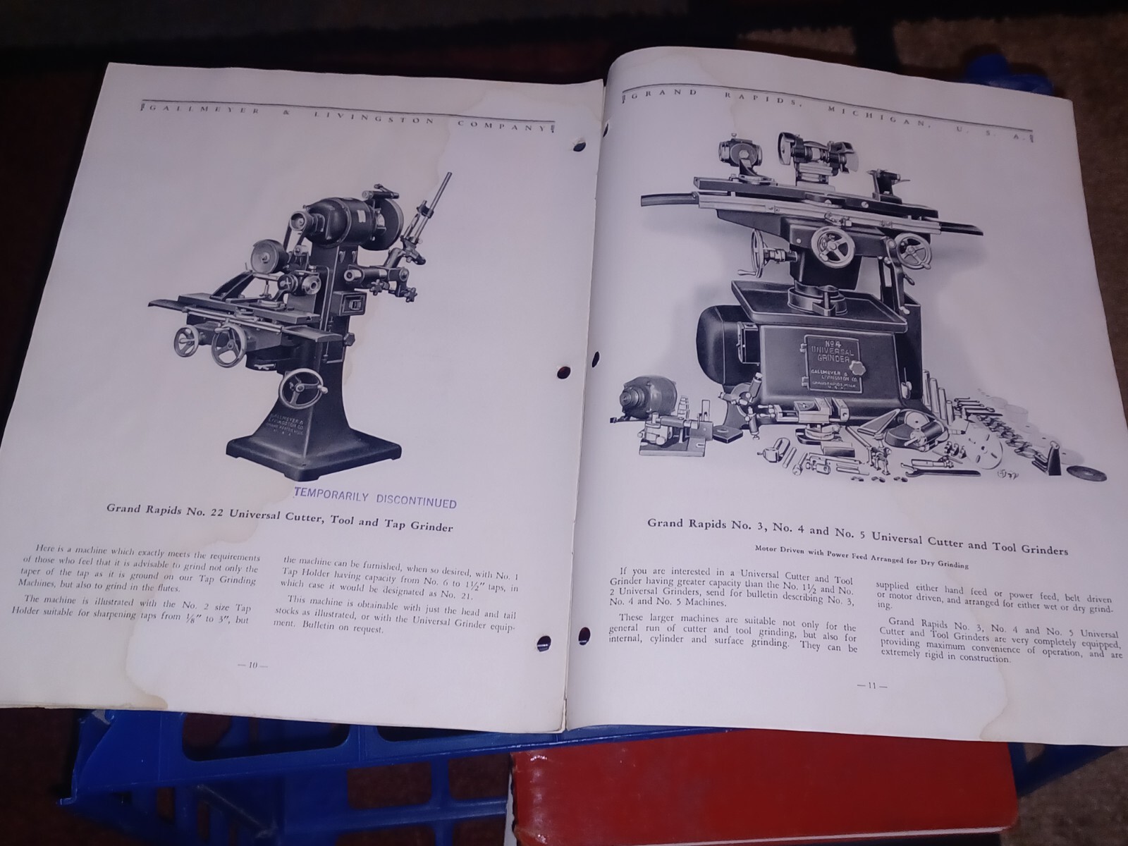 GALLMEYER & LIVINGSTON GRAND RAPIDS Universal Cutters Tool Grinders CATALOG BOOK
