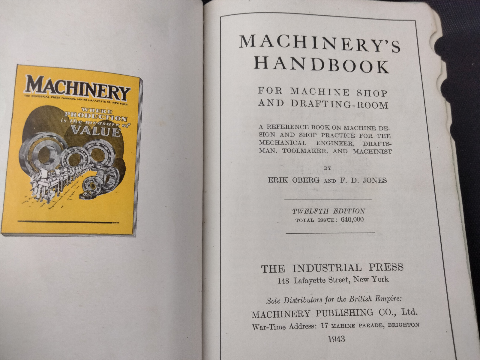 Machinery’s Handbook 1943 by Erik Oberg and F. D. Jones Indexed – Toolmaker Shop