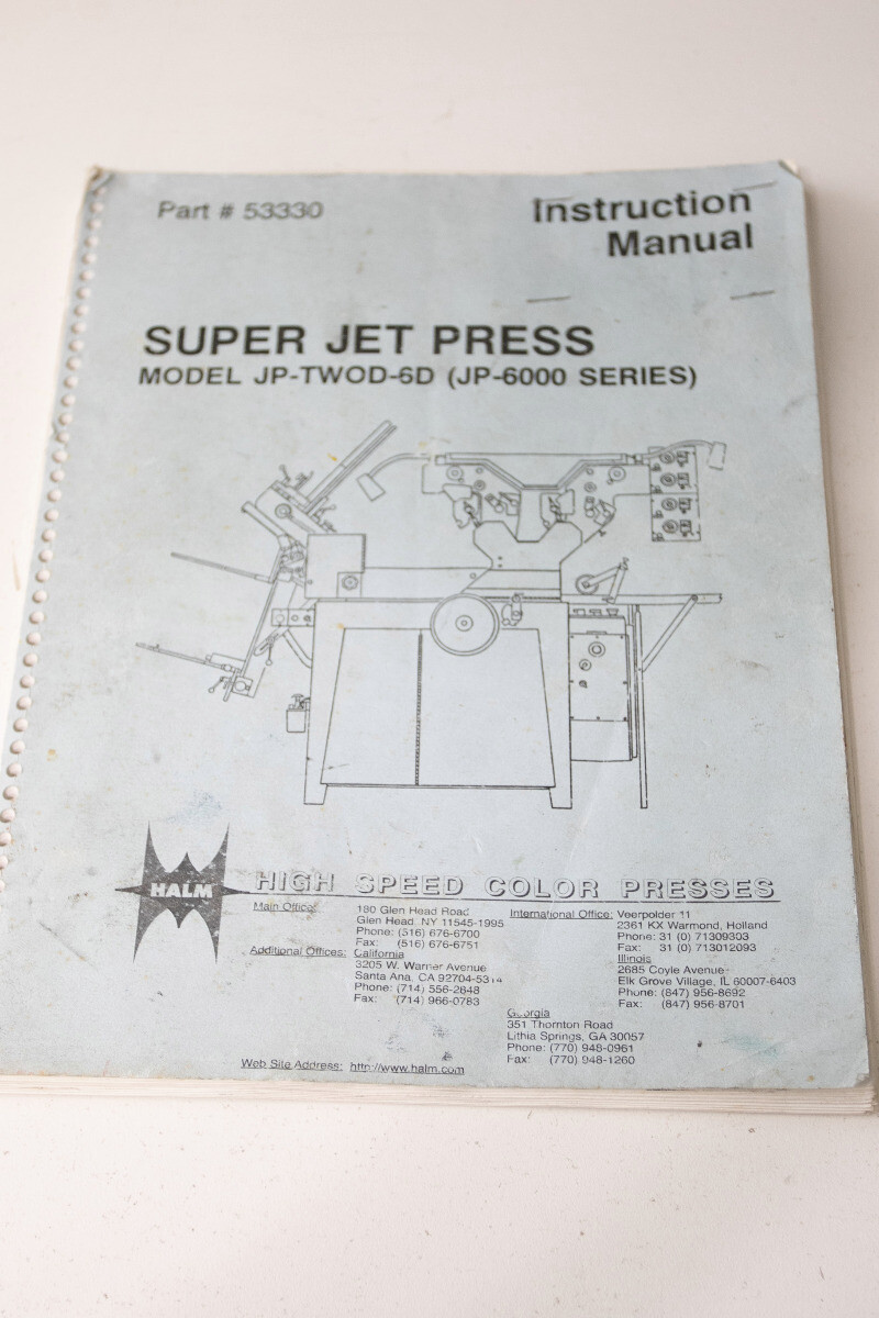 Halm SUPER Jet Press Operation Manual