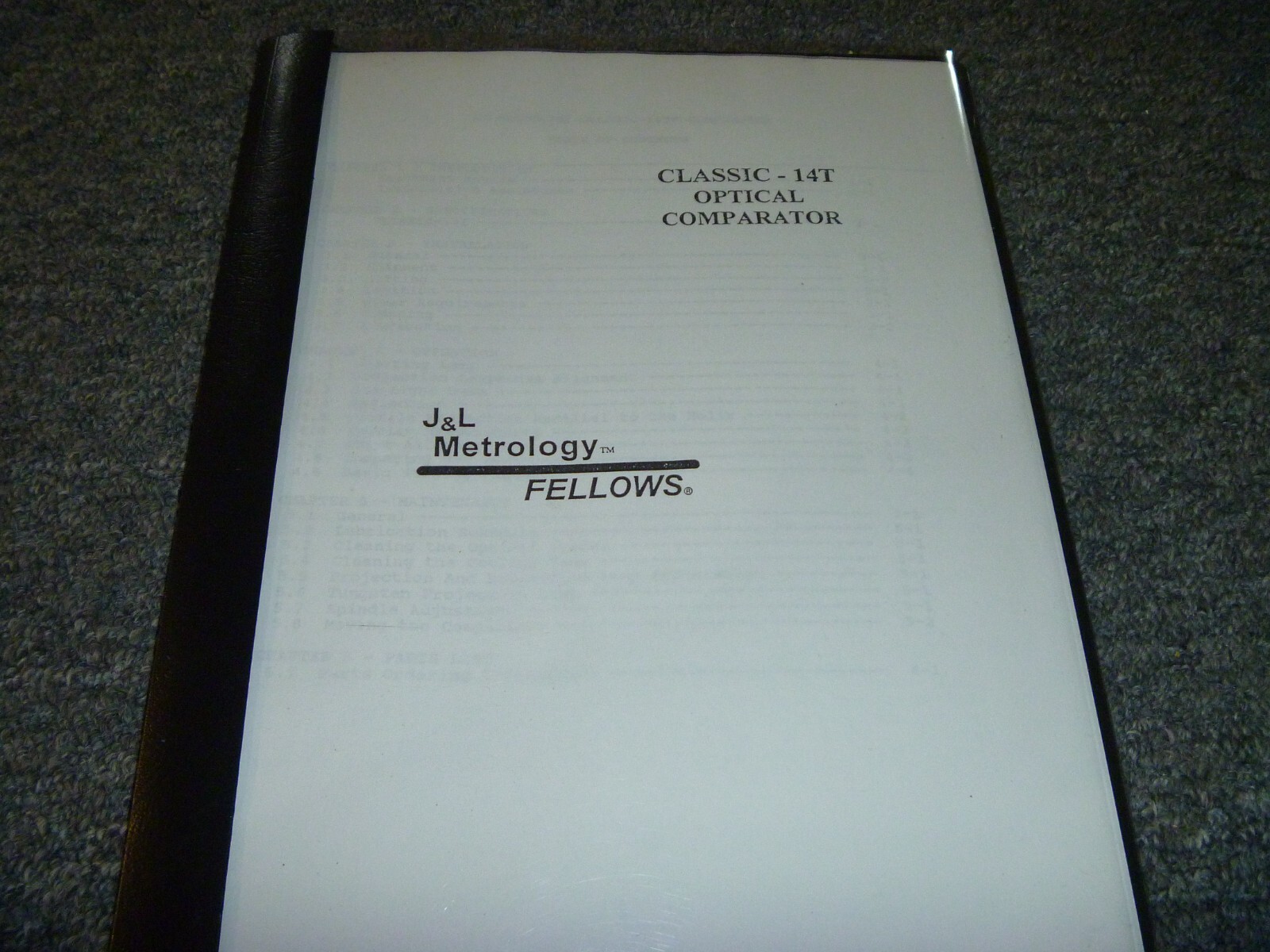 J&L Metrology Fellows 14T Classic Optical Comparator Operator Manual xz