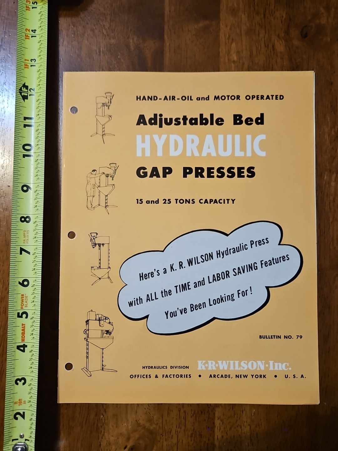 KRW K R WLSON ADJUSTABLE BED GAP PRESSES BULLETIN 79