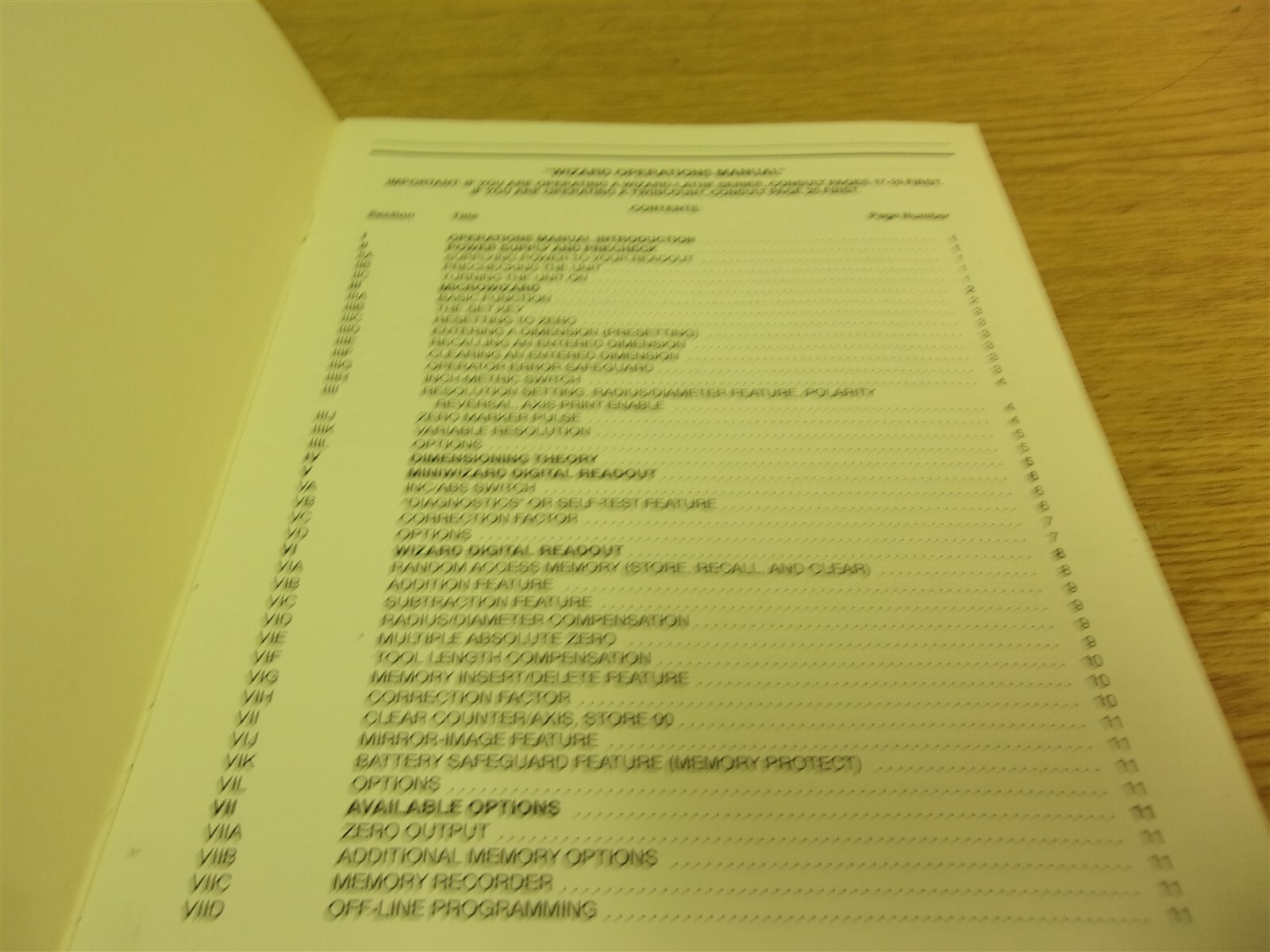 Anilam Electronics Wizard Digital Readouts Operating Manual 700-119