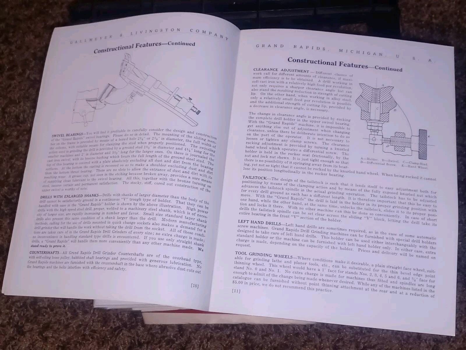 GALLMEYER & LIVINGSTON GRAND RAPIDS Michigan Tool DRILL GRINDERS Catalog Book !