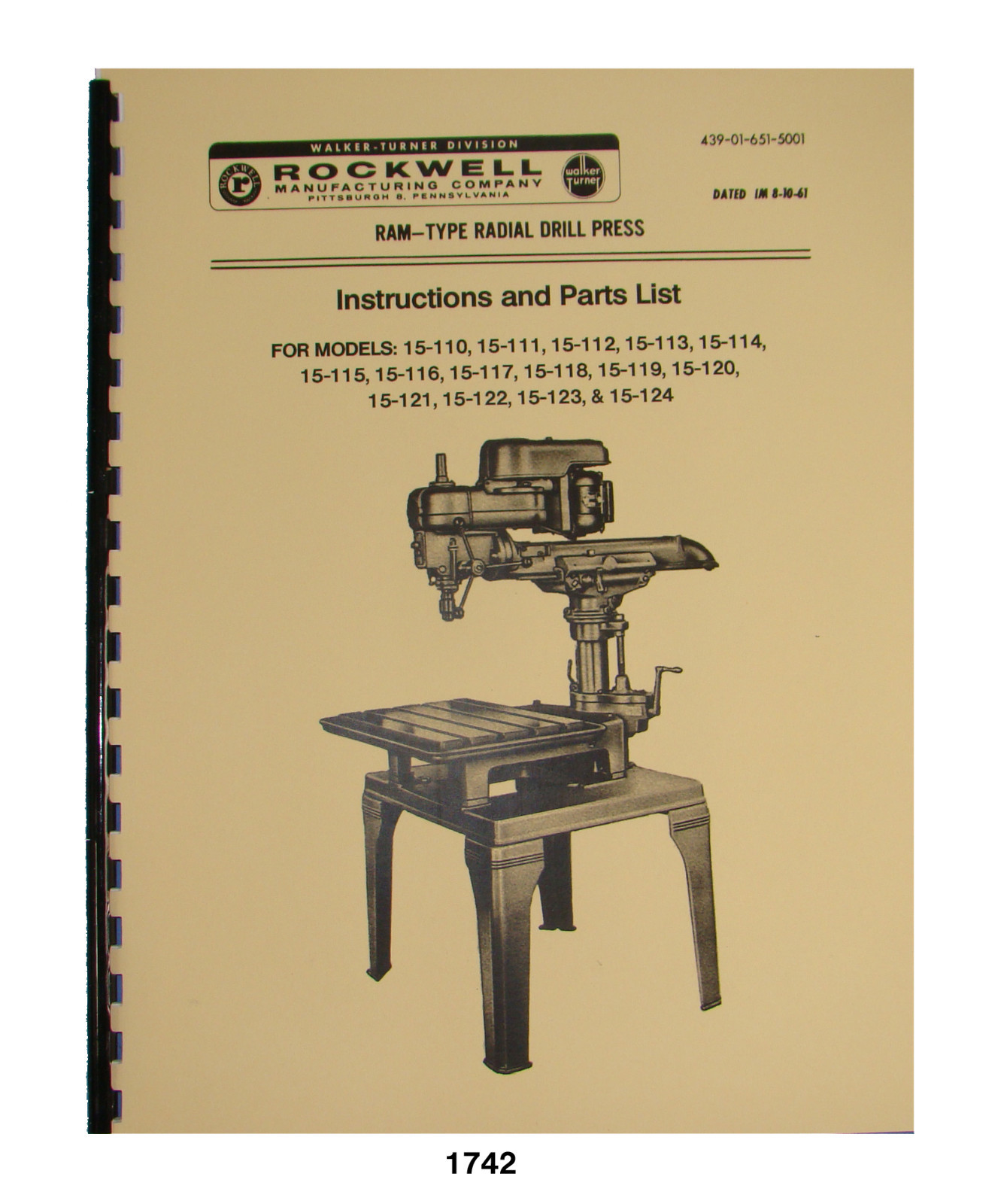 Delta Ram Type Radial Drill Press Models 15-110 through 15-124 *1742