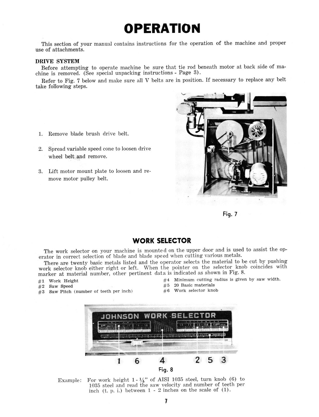 Johnson Kysor V-16, V-20, V-36 Vertical Bandsaw Operator & Parts Manual #1515