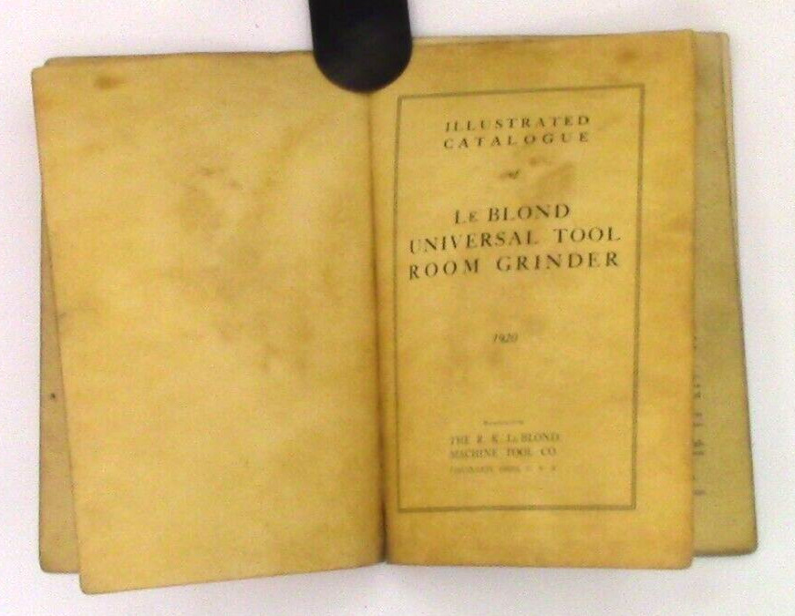 Le Blond Machine Tool Company “Universal Tool Room Grinder” 1920 Vintage Booklet