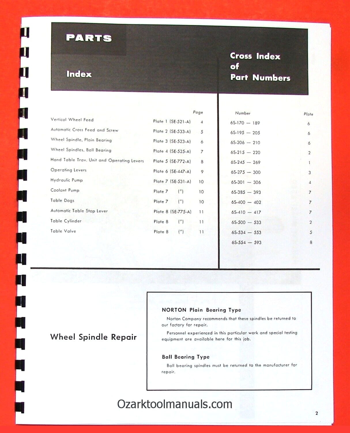 NORTON 6×18 Hyrdraulic Surface Grinder 687-A Manual 0492