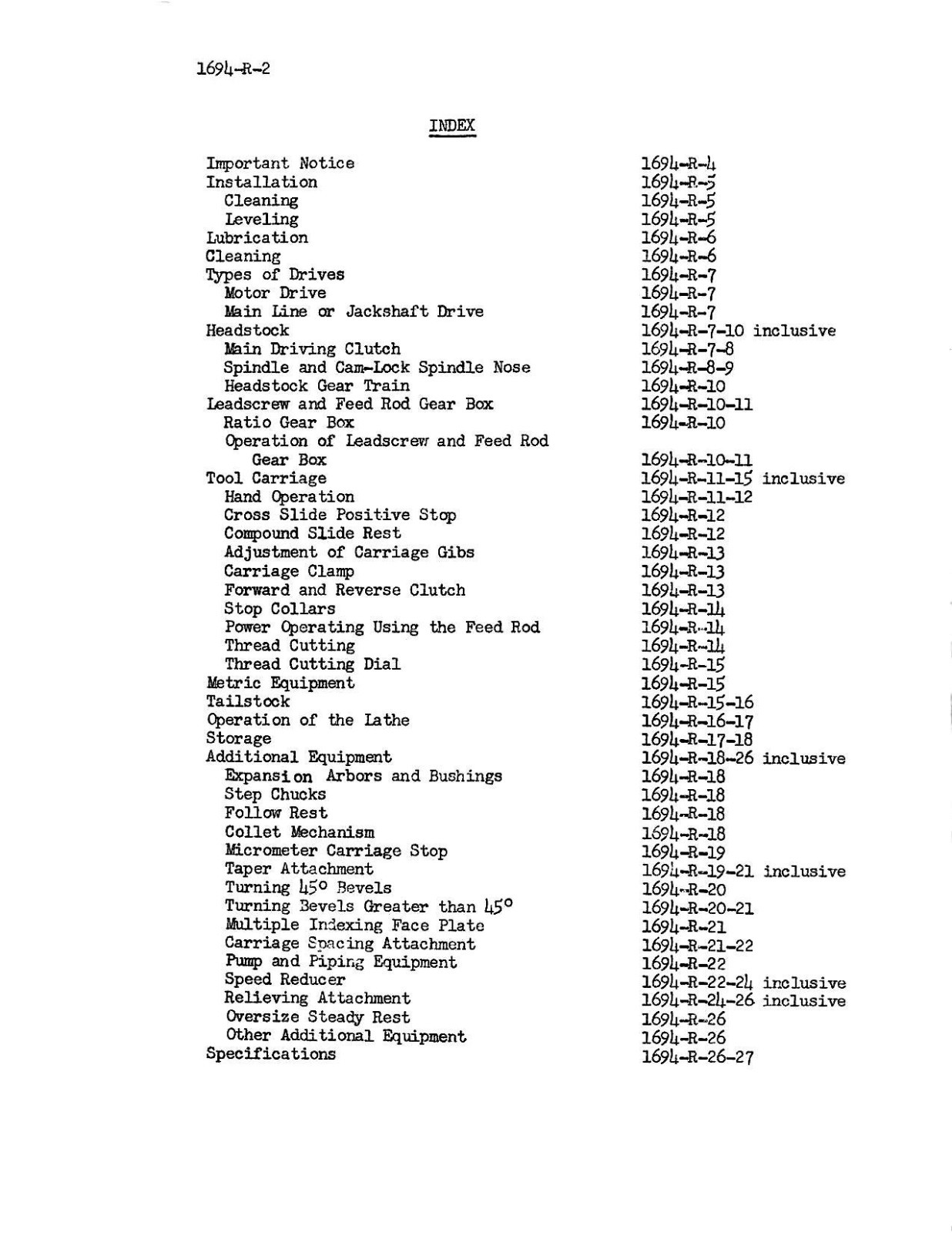 PRATT & WHITNEY Model C Lathe 12″ 14″ 16″ Instructions & Operator’s Manual 1134