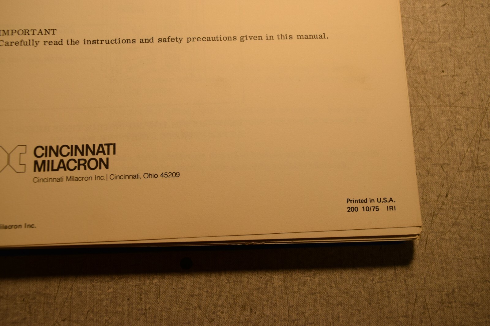 Cincinnati Milacron Programming Manual for Turning Centers with Acramatic 5