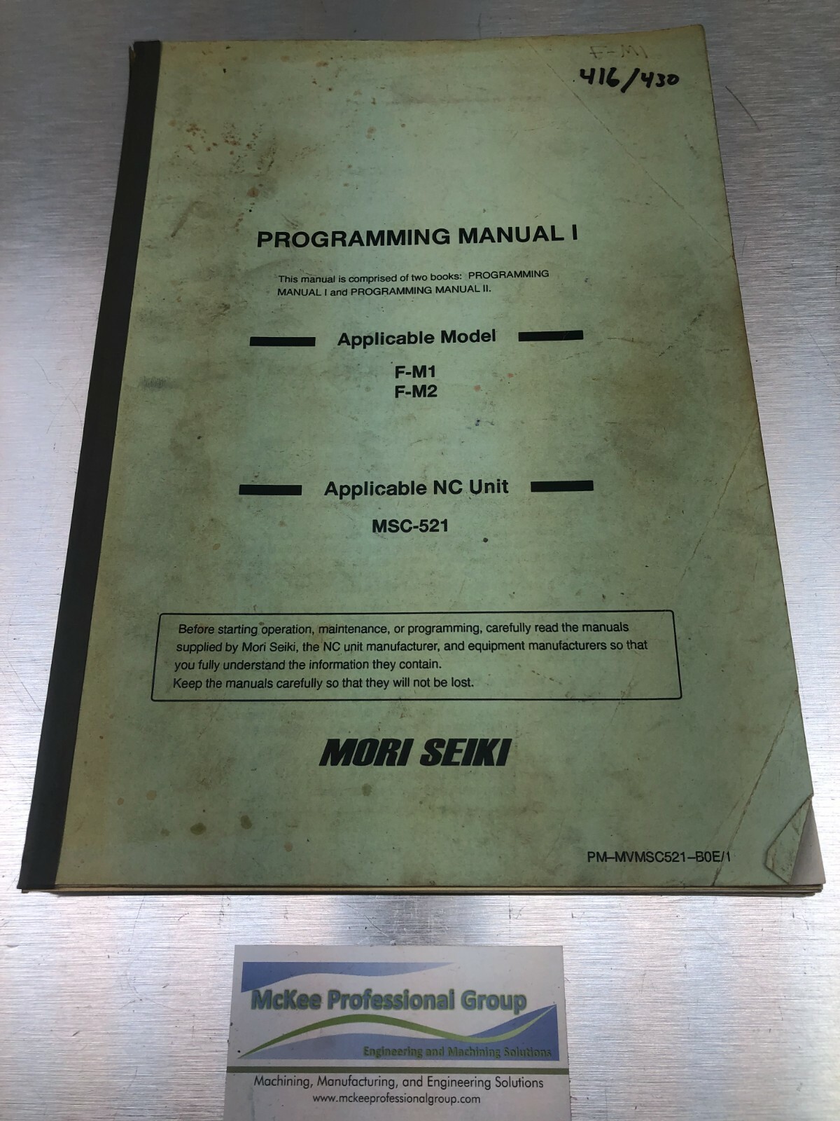Mori Seiki Programming Manual I – F-M1, F-M2 – PM-MVMSC521-B0E/1